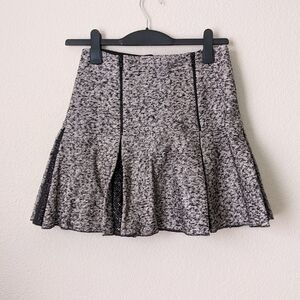 Robert Rodriguez Tweed Zip Flip Skirt Wool Mini Pleated Skirt Gray